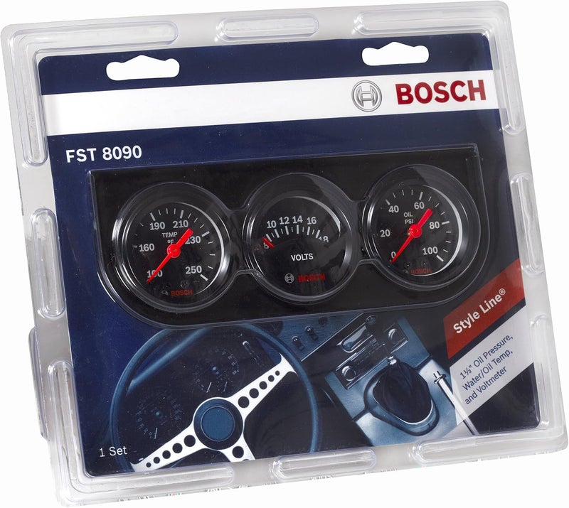 BOSCH Bosch SP0F000037 Style Line 1-1/2" Mini Triple Gauge Kit (Black Dial Face, Black Bezel) - Image 3