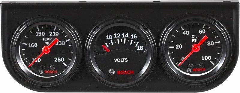 BOSCH Bosch SP0F000037 Style Line 1-1/2" Mini Triple Gauge Kit (Black Dial Face, Black Bezel) - Image 1