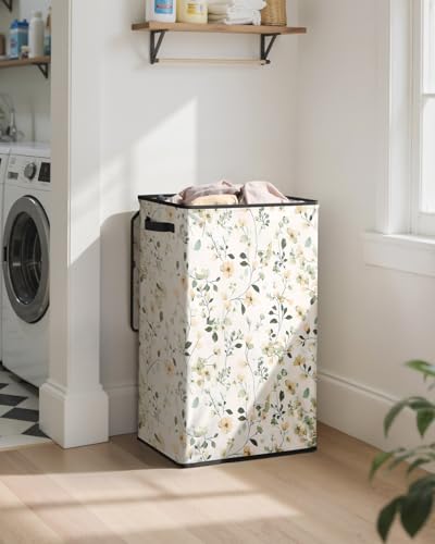 SOLEDI Laundry Hamper with Lid 90L Tall Large Floral Laundry Basket Collapsible Clothes Hamper with Removable Bag Dirty Hampers for Bedroom Bathroom Laundry Room - Image 3