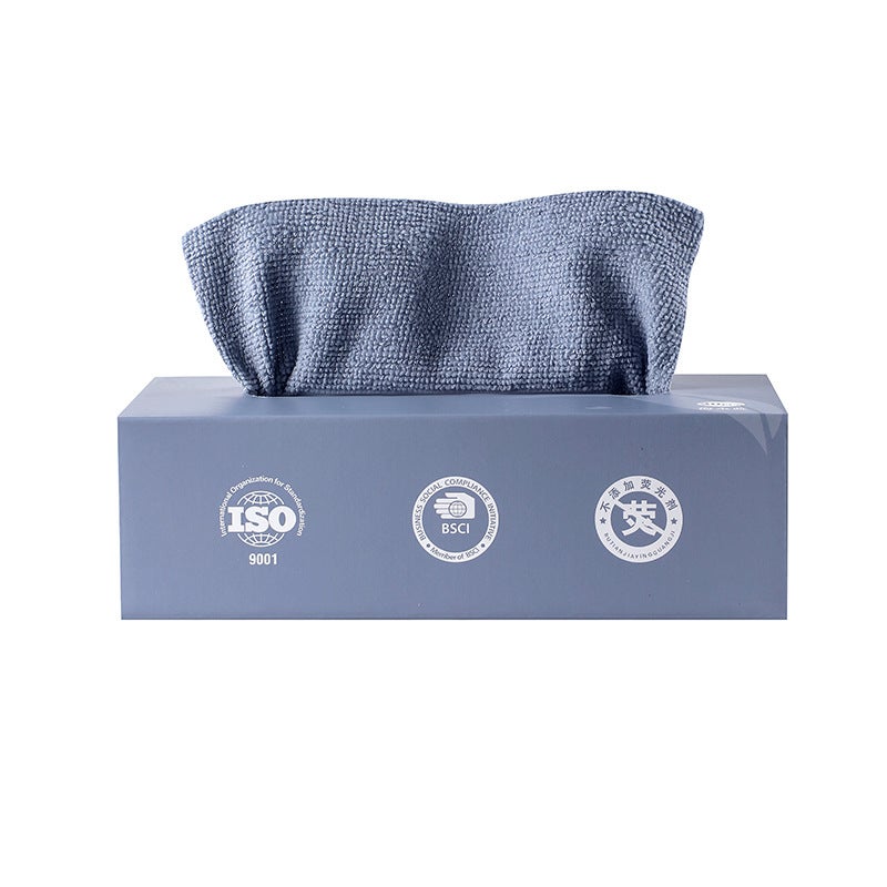 Cotton Kitchen Towel Oil-Free Absorbent Cleaning Cloth Sea Blue 【1 boxed】】