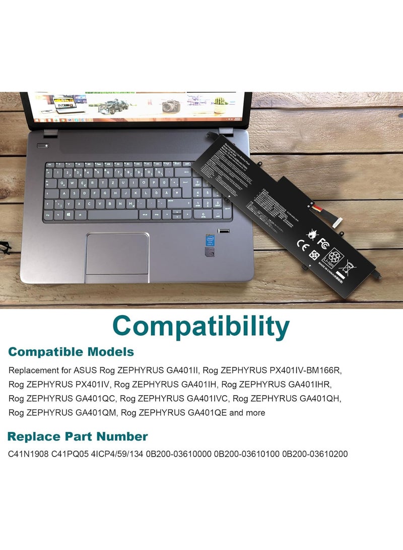 Terabyte بطارية لابتوب C41N1908 لأجهزة Asus ROG Zephyrus G14 GA401II GA401IU GA401IV GA401IV-BR9N6 - Image 3