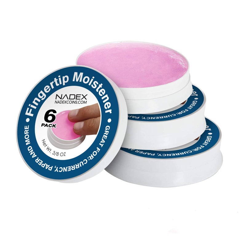 Nadex 6 Pack Fingertip Moistener Pads - Non-Slip Counting Cash Bills Separating Documents - Finger Moisturizer Non-Toxic Greaseless Odorless Pad for Office/Home - Image 1