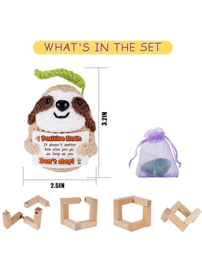 Poscrochet Positive Crochet Animals Handmade Sloth with Scent and Natural Healing Crystal Gift for Women, Men, Friend, Daughter, Son, Girlfriend, Desk Decor, Car Decor (Sloth) - Image 2