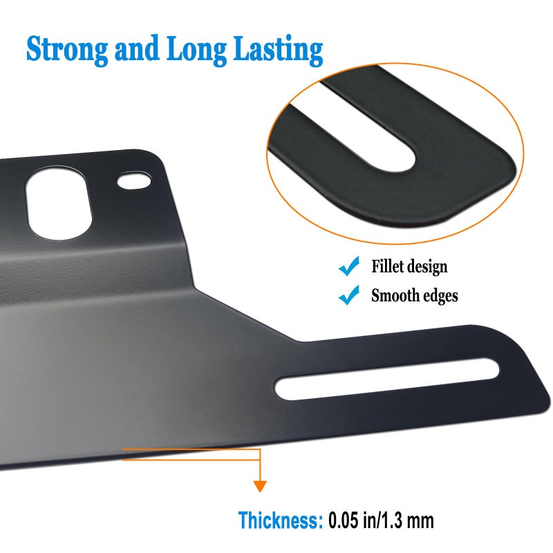 ZXFOOG Trailer License Plate Bracket Holder- Black Stainless Steel Metal Car Tag Frame for Truck/RVs/Boats, Universal License Plate Light Mounting Kit with Screw Caps - Image 3