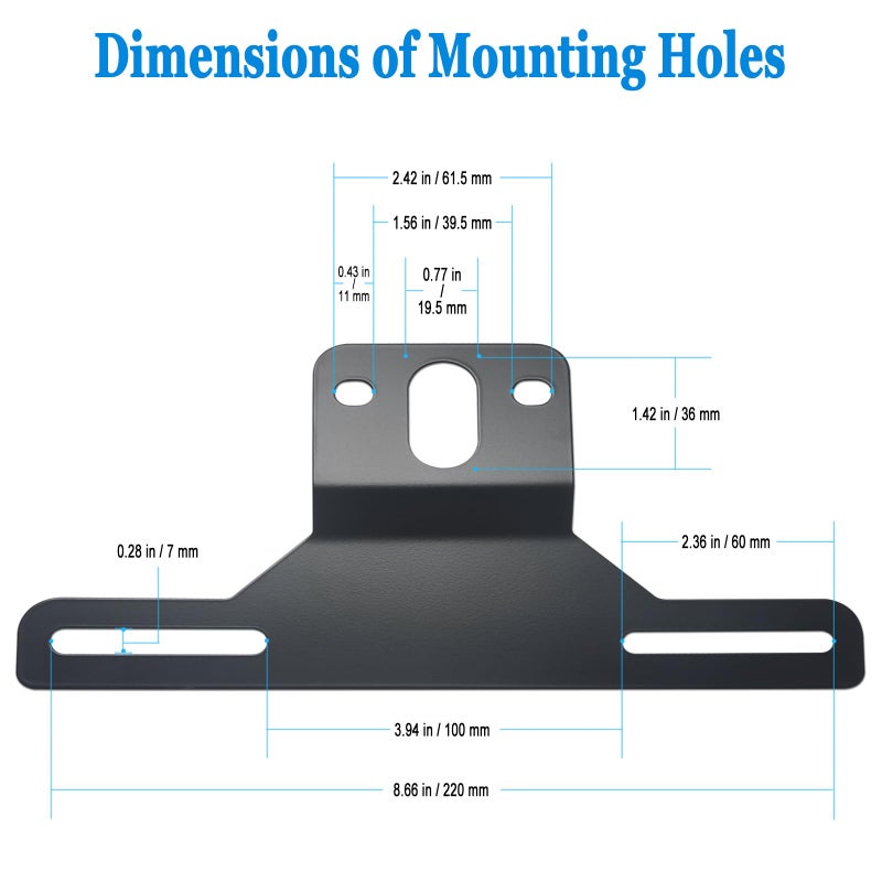 ZXFOOG Trailer License Plate Bracket Holder- Black Stainless Steel Metal Car Tag Frame for Truck/RVs/Boats, Universal License Plate Light Mounting Kit with Screw Caps - Image 2