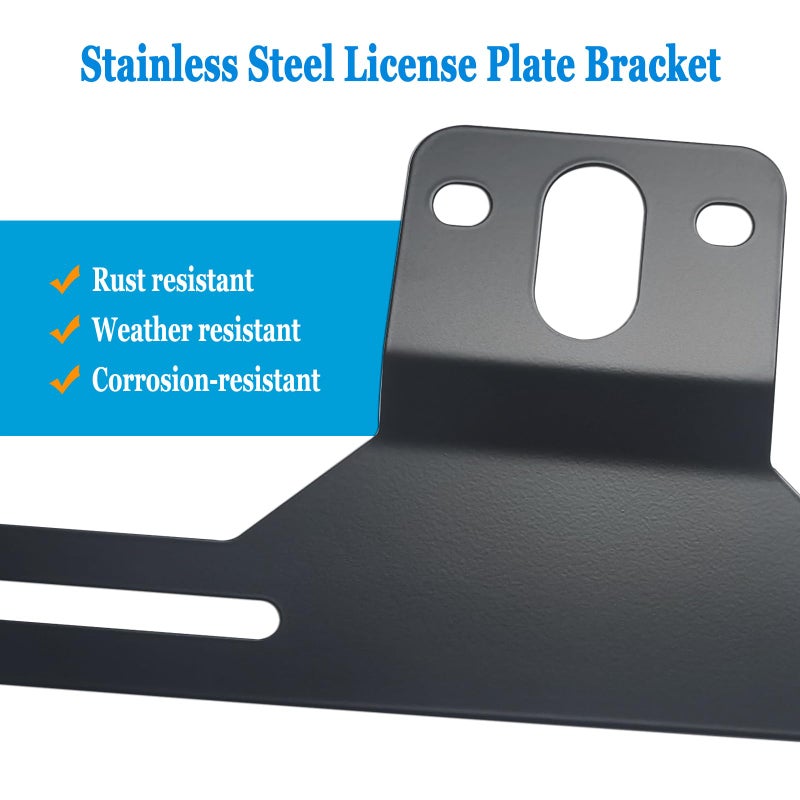 ZXFOOG Trailer License Plate Bracket Holder- Black Stainless Steel Metal Car Tag Frame for Truck/RVs/Boats, Universal License Plate Light Mounting Kit with Screw Caps - Image 4