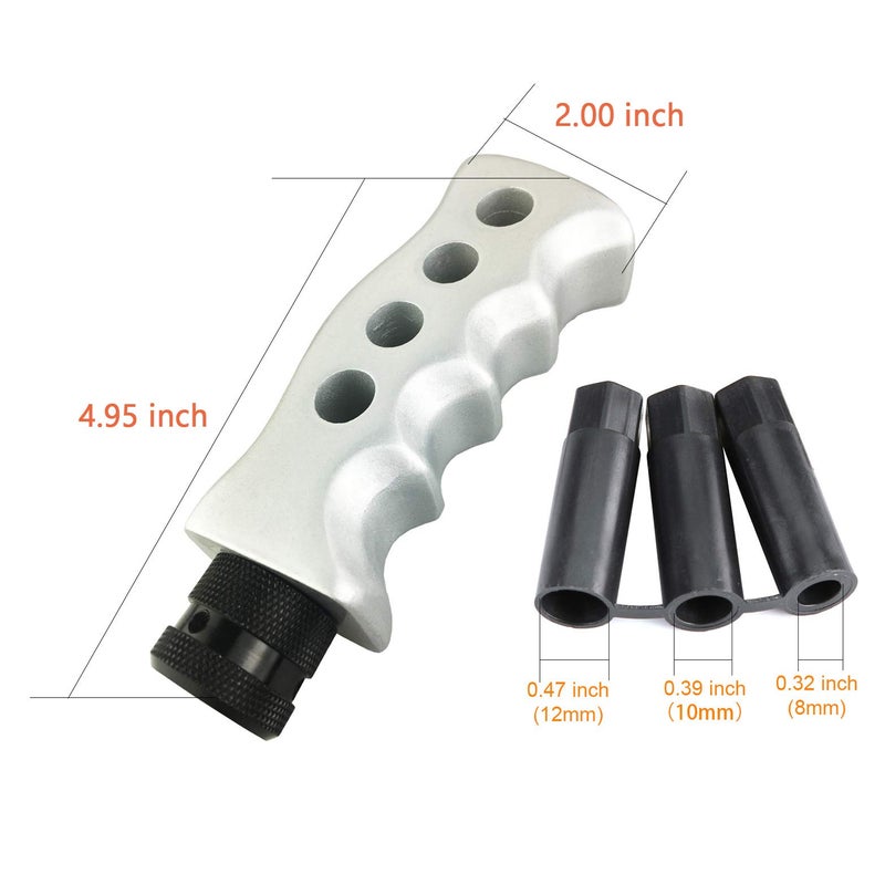 Arenbel 5" Long Gear Lever Shift Racing Knob Replacement Car Speed Shifter Stick Grip Handle Fit Most Manual Auto Vehicles, Silver - Image 3
