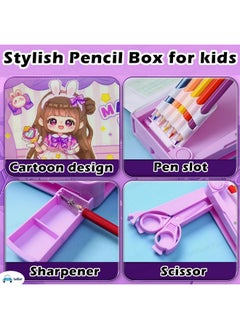 FunBlast FunBlast Kids Pencil Box For Girls-Multifunctional Pencil Box For Kids, Double Compartment Magnetic Pencil Box For Girls, Stationary For Return Gifts - Plastic, Multicolor  - Image 4