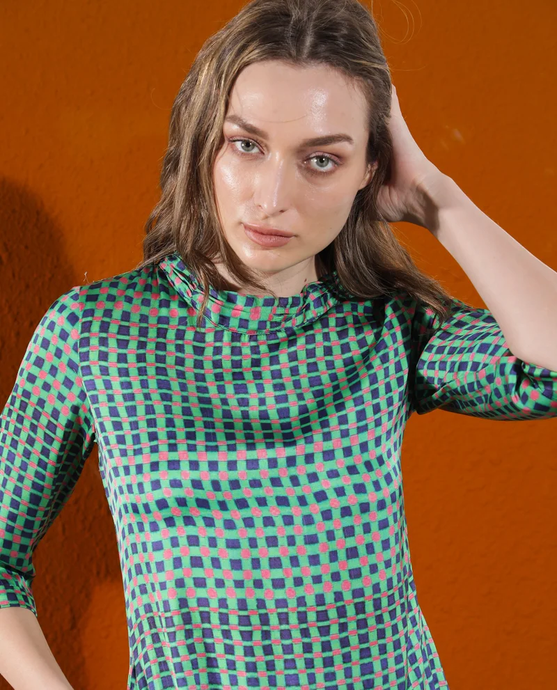 Rareism Women's Asymmetric Geometric Print Dress