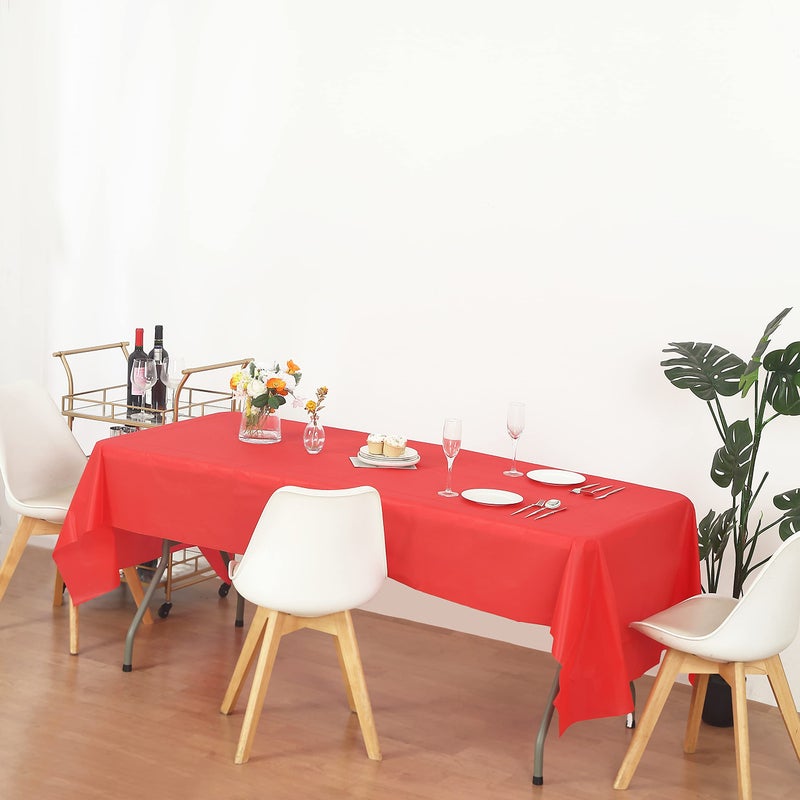 EVER SHINE Evershine (12-Pack Heavy Duty Plastic Table Covers Tablecloth (Reusable) (Rectangle 54" X 108", Red) - Image 3