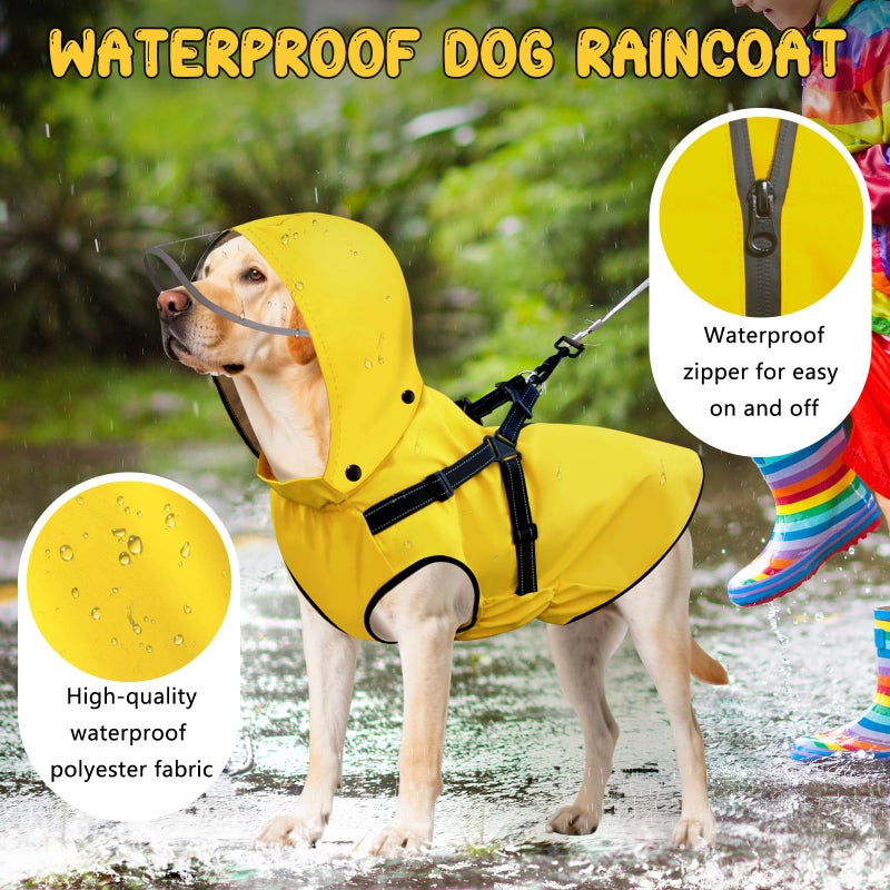 Bsemax Dog Raincoat: Dog Rain Jacket with Reflective Harness & Removable Hood | Waterproof Dogs Rain Coat Poncho for Large Medium Small Dogs Puppies (Yellow - S) - Image 4