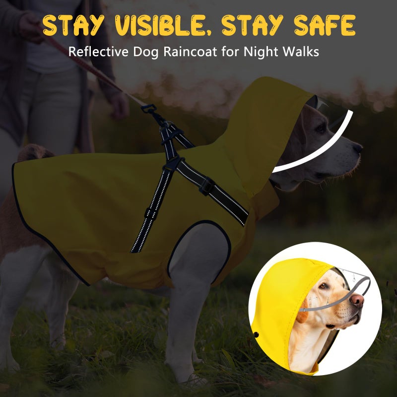 Bsemax Dog Raincoat: Dog Rain Jacket with Reflective Harness & Removable Hood | Waterproof Dogs Rain Coat Poncho for Large Medium Small Dogs Puppies (Yellow - S) - Image 5