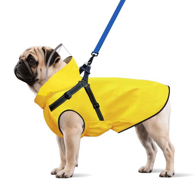 Bsemax Dog Raincoat: Dog Rain Jacket with Reflective Harness & Removable Hood | Waterproof Dogs Rain Coat Poncho for Large Medium Small Dogs Puppies (Yellow - S) - Image 1