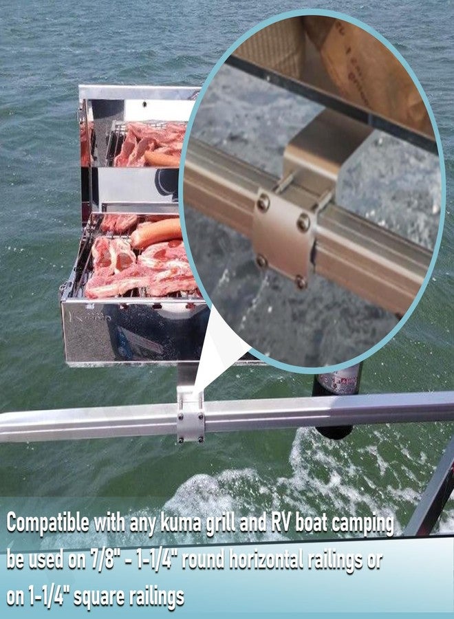 KINTLE 2 Set 58182 Grill Rail Mount Bracket Compatible with Any Kuma Grill and RV Boat Camping, Be Used On 7/8" - 1-1/4" Round Horizontal Railings Or On 1-1/4" Square Railings - Image 5