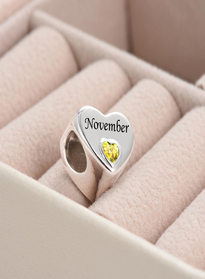 KunBead November Birthstone Birthday Month Flower Heart Love Bead Charms Compatible with Pandora Bracelet for Women - Image 5