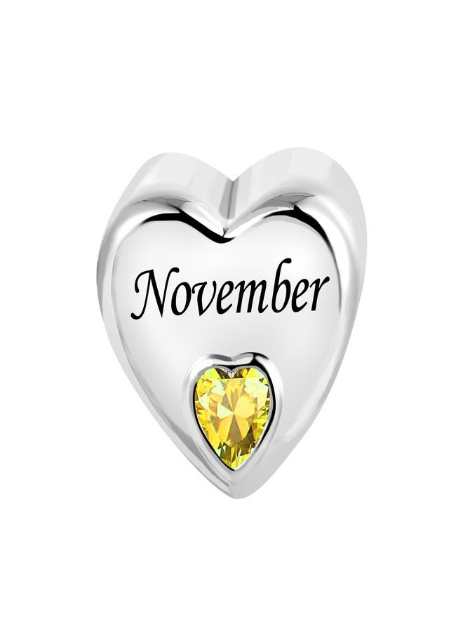 KunBead November Birthstone Birthday Month Flower Heart Love Bead Charms Compatible with Pandora Bracelet for Women - Image 2