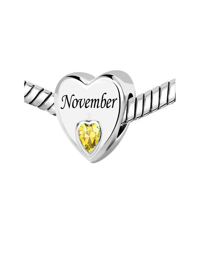 KunBead November Birthstone Birthday Month Flower Heart Love Bead Charms Compatible with Pandora Bracelet for Women - Image 3