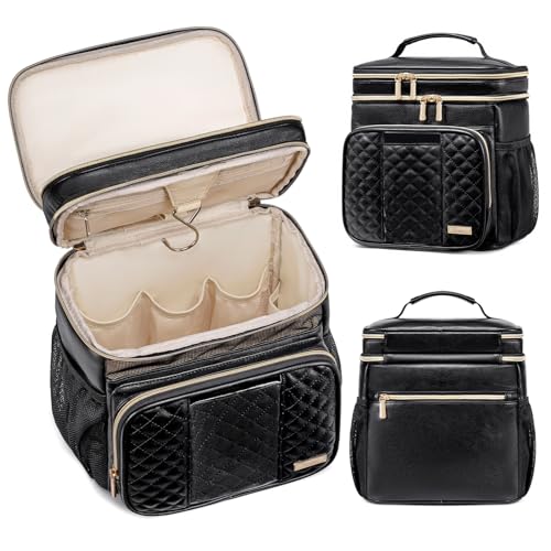 Tealari Large Leather Toiletry Bag for Women MenBathroom BagWater Resistant Shower BagMakeup BagPortable Shower Caddy for College DormHanging Travel Toiletry Bag with Transparent Waterproof Phone Pocket - Image 1