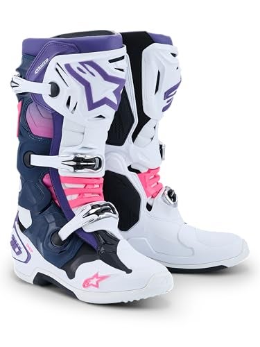 Alpinestars Tech 10 Boots HighPerformance Motocross Boots CECertified 13 WhiteVioletNavy bluePink Fluo - Image 3