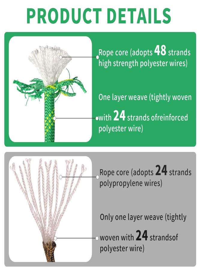 Caphremiel Arborist Rope Tree Climbing Rope 1/2 Inch 48 Strands Bull Rope for Construction Climbing Swing Sailing - Image 3