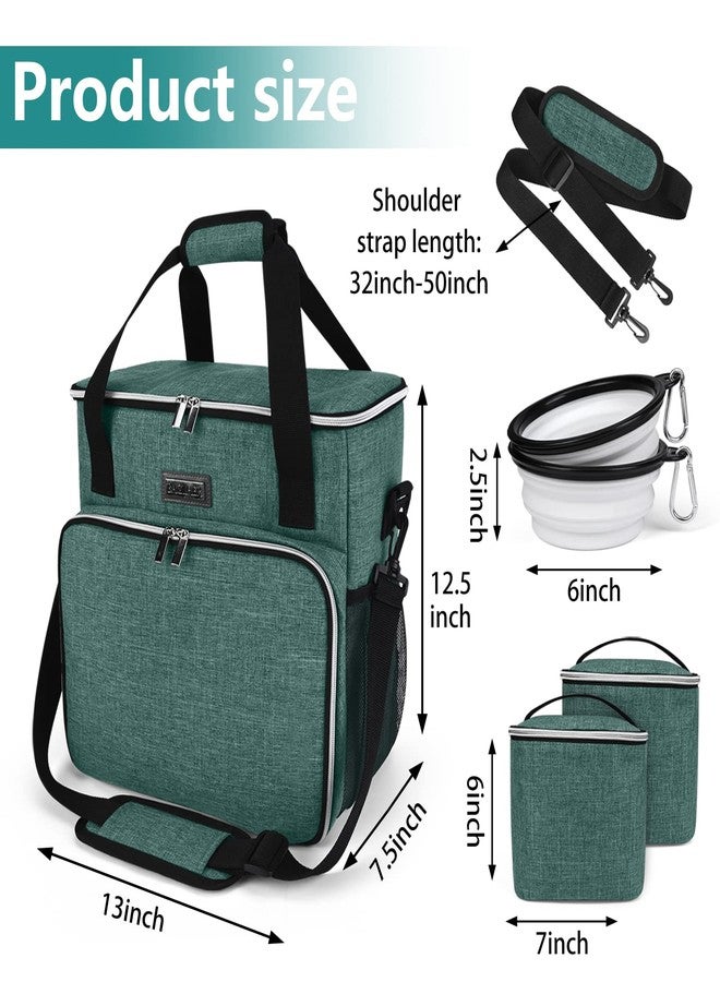 BAGLHER طقم سفر الحيوانات الأليفة من BAGLHER، حقيبة نقل معتمدة من شركات الطيران للقطط والكلاب الصغيرة والمتوسطة الحجم + حقيبة سفر مع حاويات طعام وأوعية سيليكون، رمادي وأخضر - Image 3