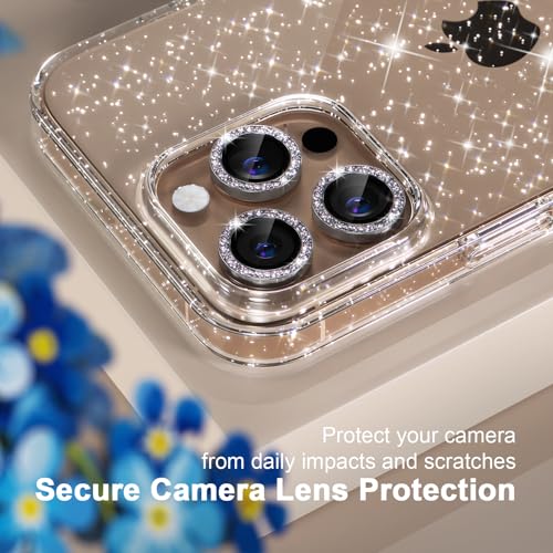 Choiche Compatible for iPhone 16 Pro Case Women Phone Case, Cute Bling Sparkly, Military Grade Drop Protection, 3 Diamond Camera Lens Covers, 2 Tempered Glass Protectors, 6.3 inch (Glitter Clear) - Image 4