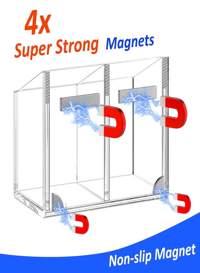FUCDTEFC Magnetic Dry Erase Marker Holder for Whiteboard, Non-slip Acrylic Strong Magnet Pen Holder for Desk Fridge Refrigerator, Locker Organizer Storage Accessories,Clear Pencil Cup Marker Organizer - Image 2