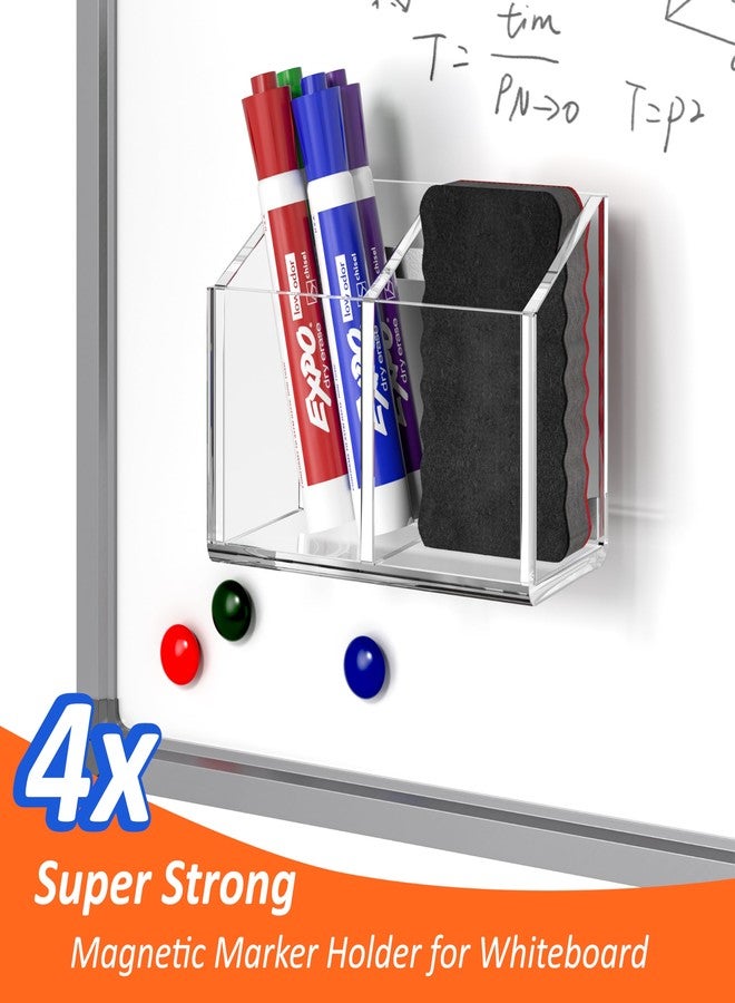 FUCDTEFC Magnetic Dry Erase Marker Holder for Whiteboard, Non-slip Acrylic Strong Magnet Pen Holder for Desk Fridge Refrigerator, Locker Organizer Storage Accessories,Clear Pencil Cup Marker Organizer - Image 3