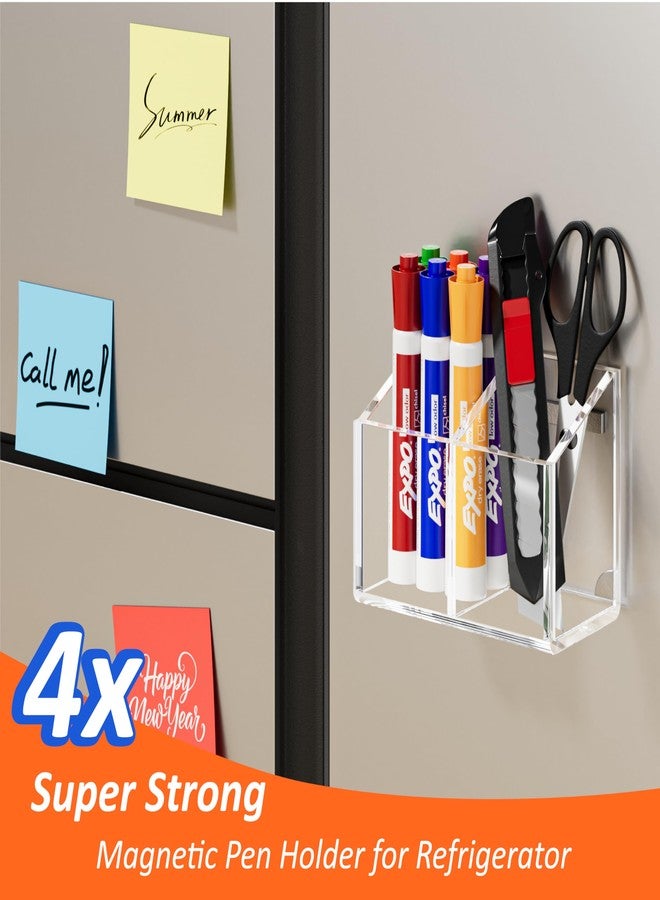 FUCDTEFC Magnetic Dry Erase Marker Holder for Whiteboard, Non-slip Acrylic Strong Magnet Pen Holder for Desk Fridge Refrigerator, Locker Organizer Storage Accessories,Clear Pencil Cup Marker Organizer - Image 4