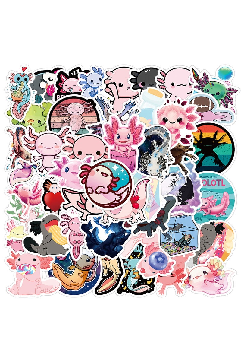 قوس قزح أورينبو ملصقات أكسولوتل لطيفة للأطفال، 50 قطعة من ملصقات الفينيل المقاومة للماء لزجاجات المياه وأجهزة الكمبيوتر المحمولة وحافظات الهواتف، هدايا ديكورية للفتيات المراهقات - Image 1