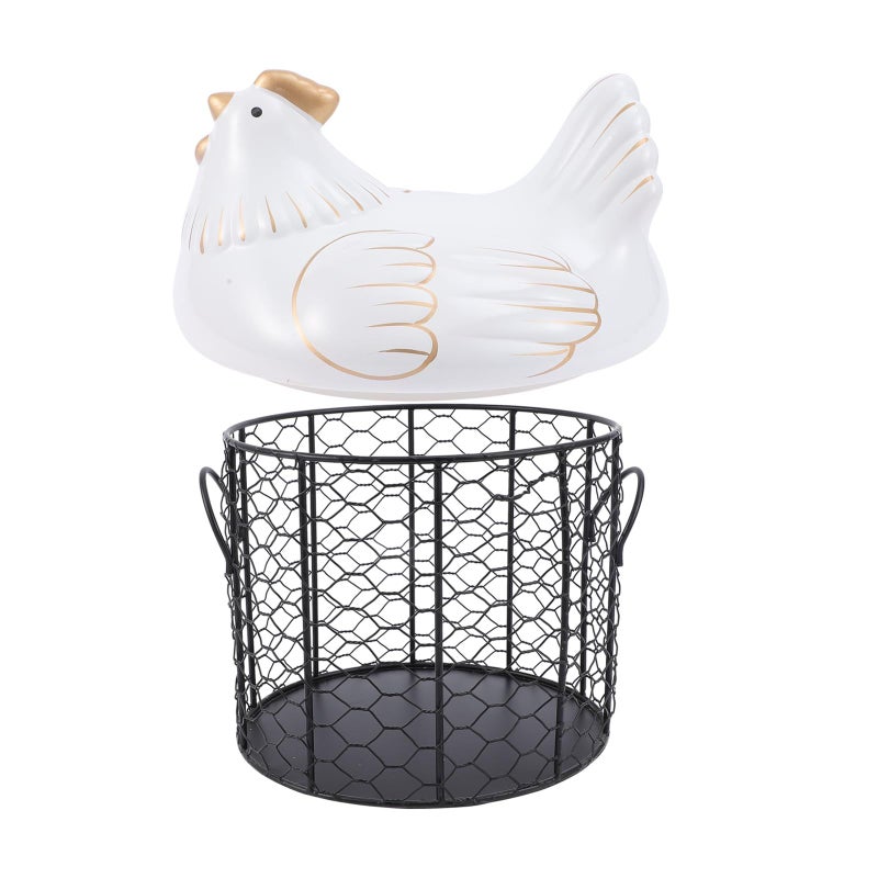 Ceramic Egg Storage Basket With Lid White And Black Southeast Asian Style Kitchen Container - Image 2