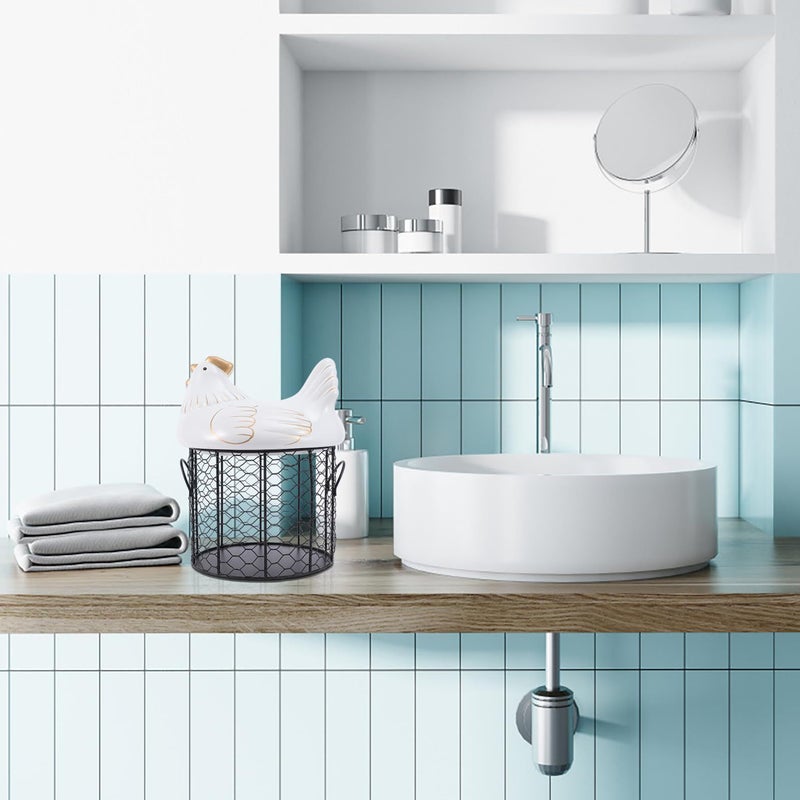 Ceramic Egg Storage Basket With Lid White And Black Southeast Asian Style Kitchen Container - Image 5