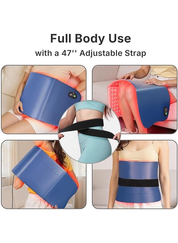 Red Light and Infrared Therapy Pad (660nm & 850nm) – Large, Flexible LED Mat for Body and Back; Features Auto-Shutoff; Relieves Muscle Pain and Promotes Relaxation; Use as a Waist Belt or Flat Pad (Blue) - Image 3
