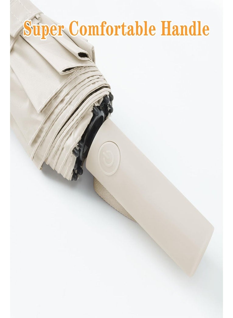 عربست مظلة كبيرة مزدوجة الأضلاع، قابلة للطي تلقائيًا للنساء والرجال، للسفر، حماية من الأشعة فوق البنفسجية UPF 50+ - Image 2