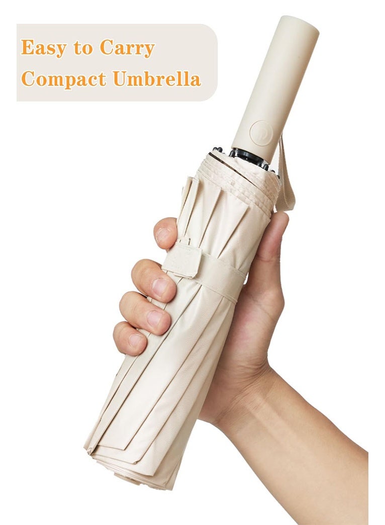 عربست مظلة كبيرة مزدوجة الأضلاع، قابلة للطي تلقائيًا للنساء والرجال، للسفر، حماية من الأشعة فوق البنفسجية UPF 50+ - Image 3