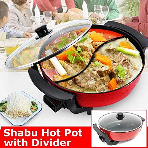 Delavala Electric Hot Pot 5 litres 1300 W Double Shabu Shabu Pot Non-Stick with S Shape Divider and Glass Lid Multifunctional Cooker,Mandarin Duck Pot,Multi-Function Twin Hot Pot - Image 5