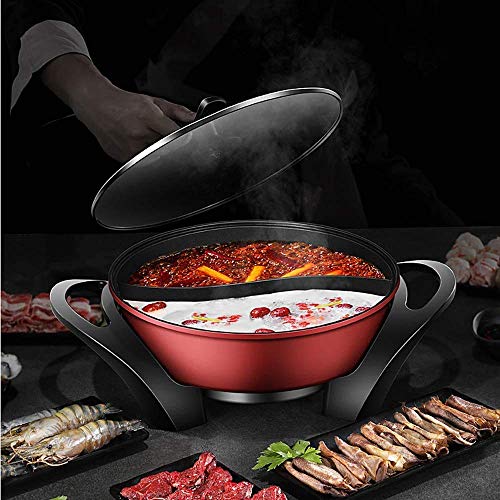 Delavala Electric Hot Pot 5 litres 1300 W Double Shabu Shabu Pot Non-Stick with S Shape Divider and Glass Lid Multifunctional Cooker,Mandarin Duck Pot,Multi-Function Twin Hot Pot - Image 1