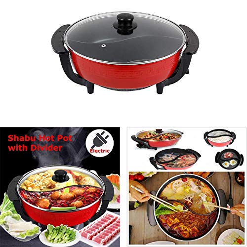 Delavala Electric Hot Pot 5 litres 1300 W Double Shabu Shabu Pot Non-Stick with S Shape Divider and Glass Lid Multifunctional Cooker,Mandarin Duck Pot,Multi-Function Twin Hot Pot - Image 4