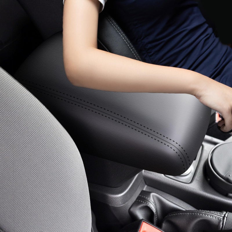 faccaibbg Armrest Cover for 20152018 Ford FocusBlackWaterproof Durable Leather Center Console Cover for Ford Focus 2015 2016 2017 2018 Accessories