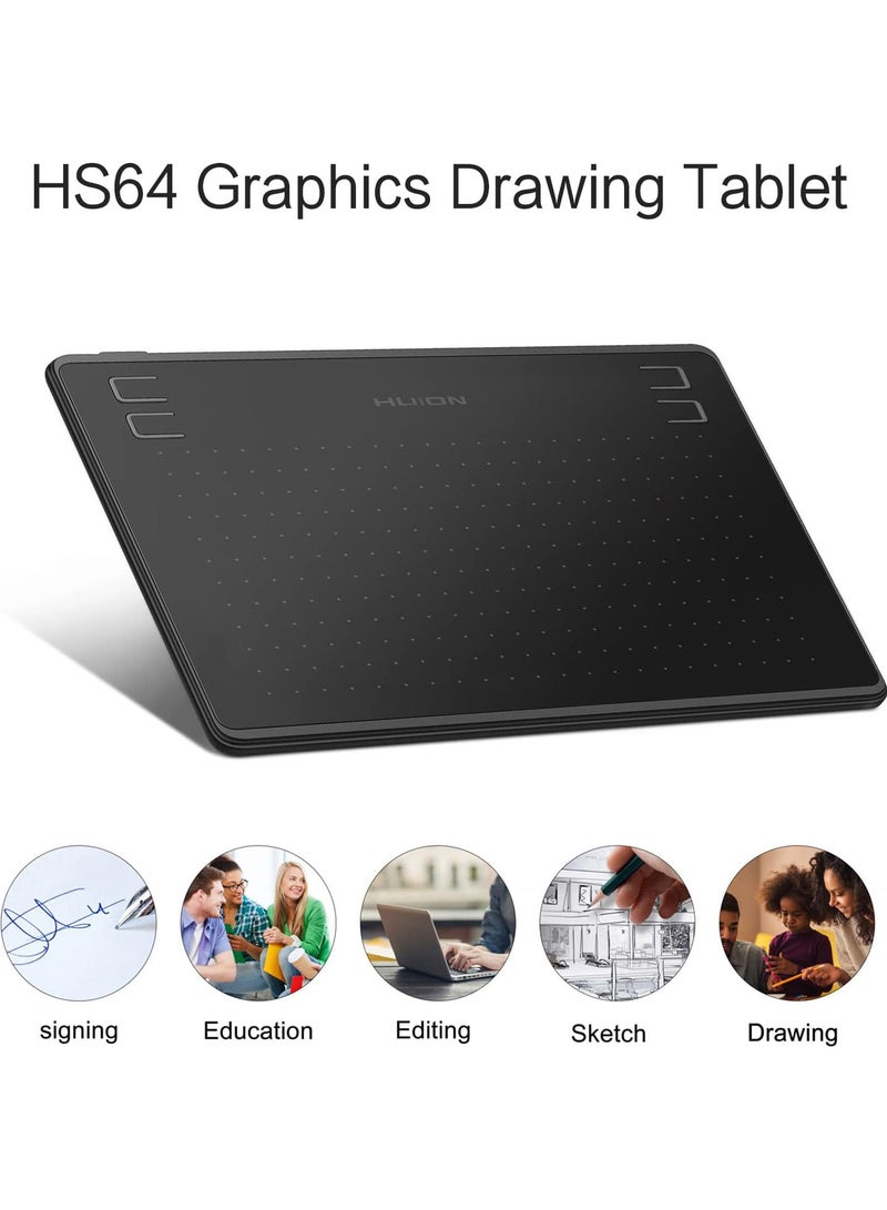 GGOOT HS64 Graphics Drawing Tablet 6.3 x 4 inch Active Area 8192 Levels Pressure Tilt Function Art Animation Drawing Board with Battery-Free Stylus for Laptop PC Compatible with WindowsOS  - Image 2