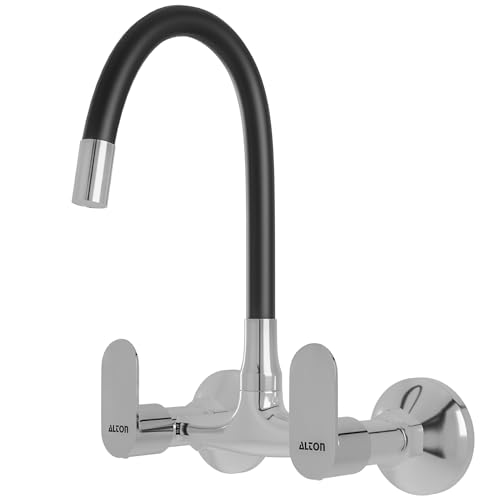 ALTON AXN9471 Brass Sink Mixer with Flexible Swivel Spout, Black & Chrome Finish (Single Flow) - Image 1