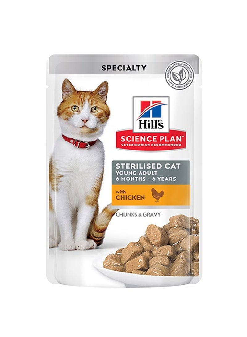 Hill's Science Plan Sterilised Young Adult Cat Wet Food With Chicken Pouches - Image 1