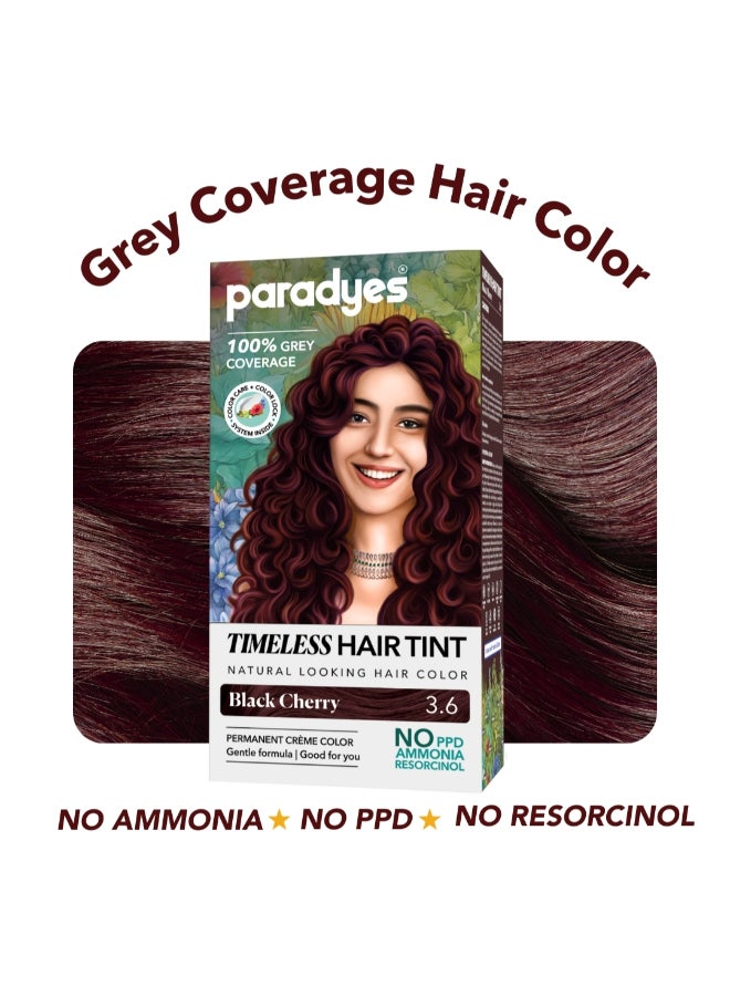 Paradyes Black Cherry Timeless Hair Tint, Permanent Crème Hair Colour for Natural-Looking Results, Complete Grey Coverage, Long-Lasting Formula Free from PPD, Ammonia, & Resorcinol, 3.6 Black Cherry - Image 2