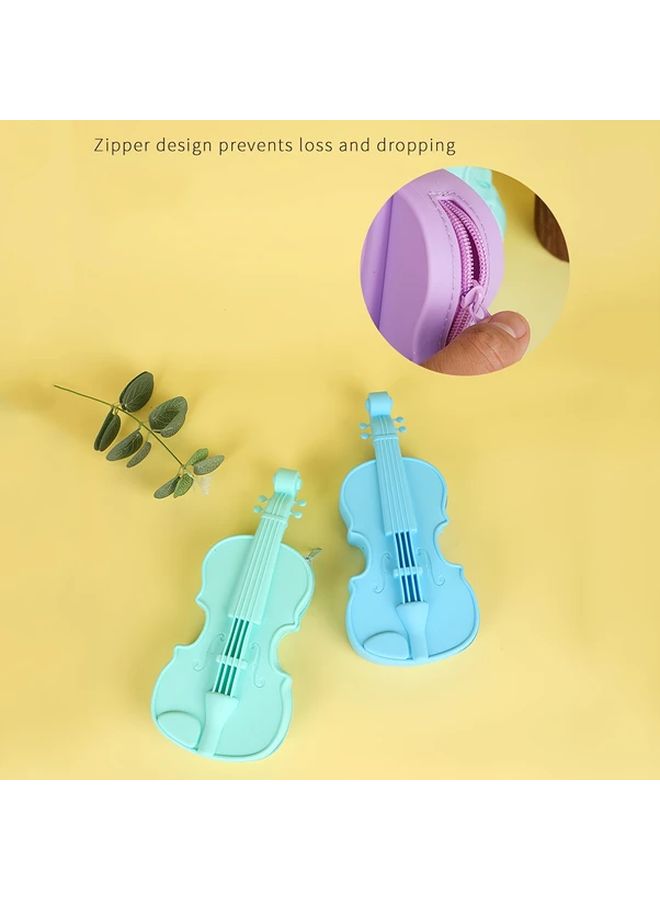 Pink Musical Instrument Shaped Pencil Case With Zipper Closure Desk Organizer - Image 4