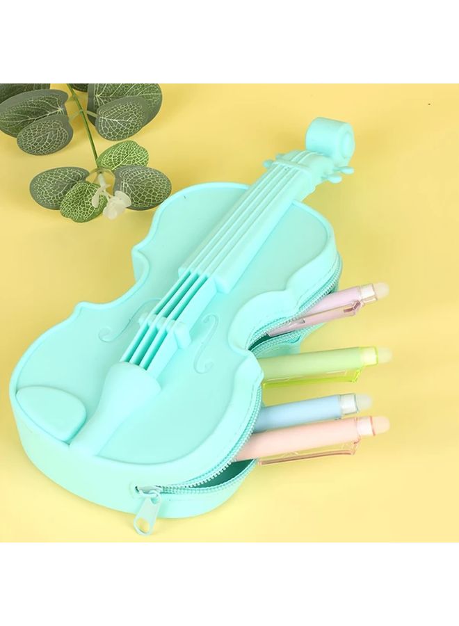 Pink Musical Instrument Shaped Pencil Case With Zipper Closure Desk Organizer - Image 5