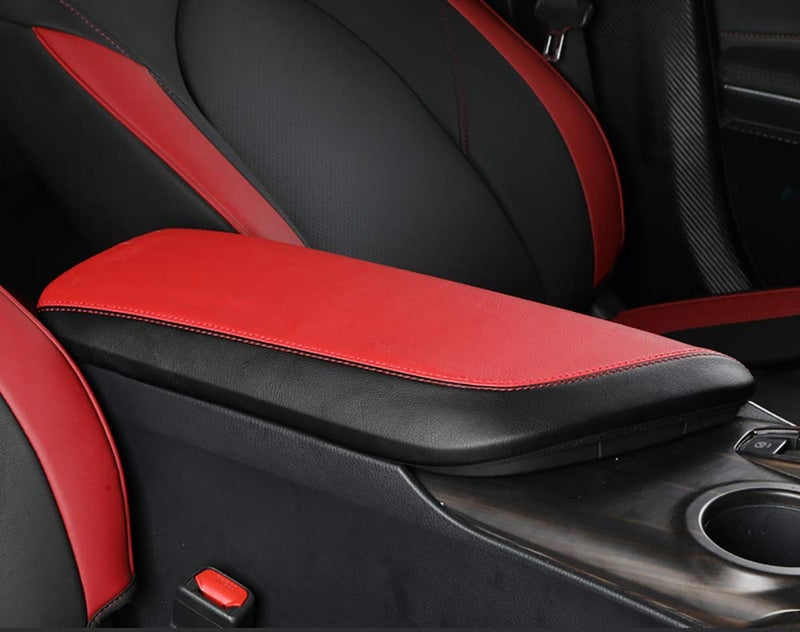 INTGET Car Center Console Armrest Cover for Toyota Camry Accessories 20182024 2019 2020 2021 2022 2023 Interior Camry SEXSE Arm Rest Seat Cover Middle Console Box Lid Protector New Black with Red