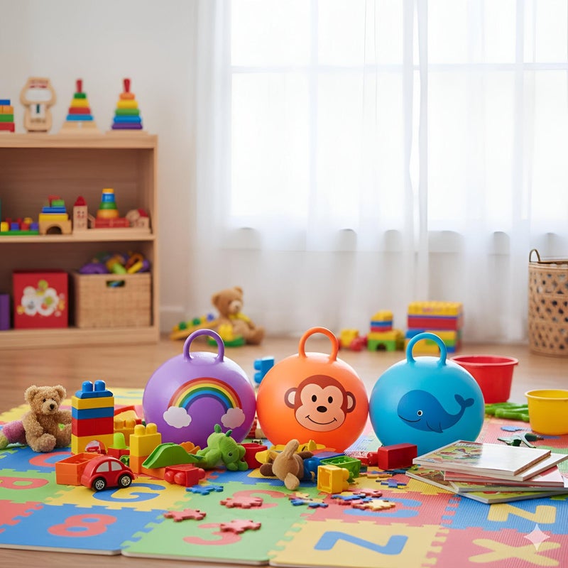 A jump ball-an air glove that easily swells, provides a fun space for children to jump and develop their balance, suitable for activities inside the house or garden, durable and safe.