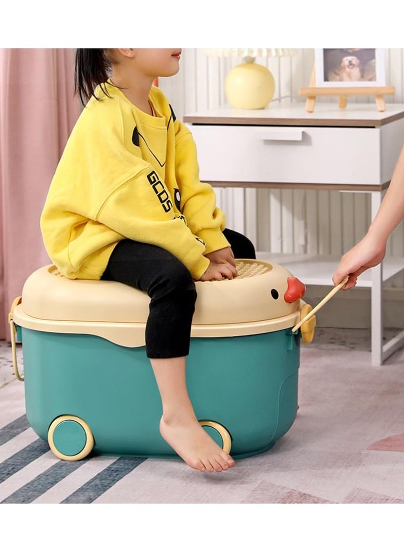 2 قطعة لعبة تخزين مربع ، لعبة تخزين الرف ، ملابس الأطفال تخزين مربع ، مع عجلات ومقبض لتخزين الملابس ولعب الأطفال والمواد الغذائية ( الأزرق + الوردي ) - Image 5