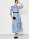 Khizana Blue Lace Midi Dress