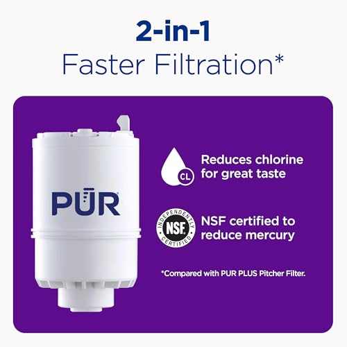 PUR PLUS Vertical Faucet Mount Water Filtration System, Lead-Reducing Filter, Great-Tasting Water, Easy Install, Lasts 100 Gallons, Compatible with Sinks with External Aerators, Stainless Steel - Image 4